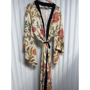 Bonnjournée Floral Kimono Robe Belt Longline Lightweight Duster Bell Sleev SZ SM